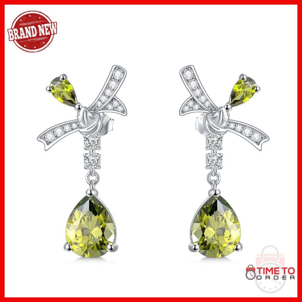 925 Sterling Silver Teardrop Dangle Earrings with Gemstones for Women